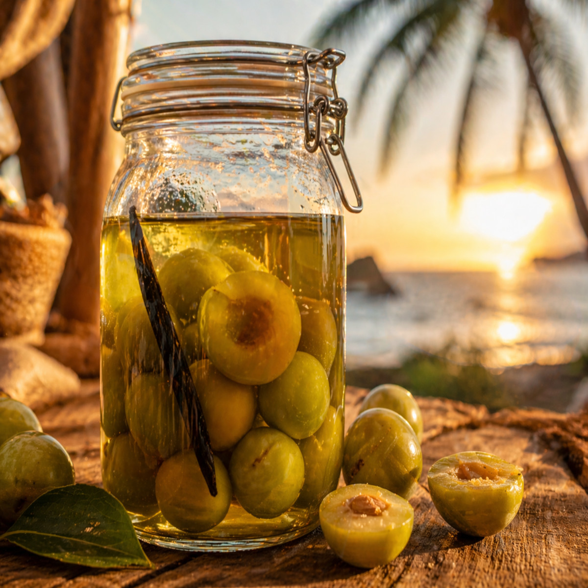 Bocal de rhum arrangé reine-claude prêt à déguster